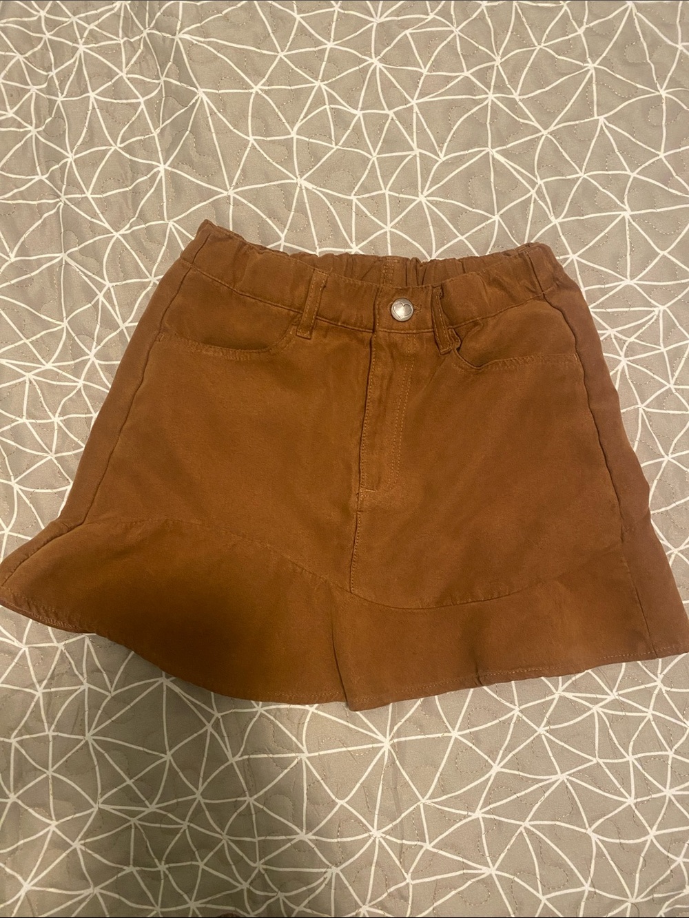 H&M Brown Ruffled Hem Mini Skirt